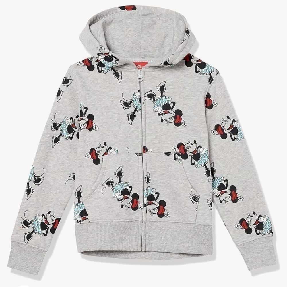Disney Girls Fleece Full Zip Up Hoodie Sweatshirt Outdoor Minnie Mouse Sz L (10)